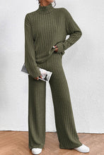 Load image into Gallery viewer, Ribbed Mock Neck Top and Pants Set