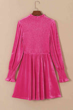 Load image into Gallery viewer, Smocked Round Neck Long Sleeve Dress