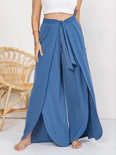 Load image into Gallery viewer, Plus Size Tied Slit Wide Leg Pants