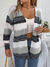 Load image into Gallery viewer, Openwork Striped Open Front Cardigan