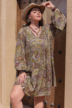 Load image into Gallery viewer, Plus Size Printed V-Neck Long Sleeve Midi Dress