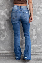 Load image into Gallery viewer, Sequin Bow Distressed Bootcut Jeans