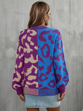 Load image into Gallery viewer, Leopard Round Neck Long Sleeve Sweater