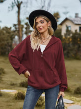 Load image into Gallery viewer, Zip Up Drawstring Long Sleeve Hooded Jacket