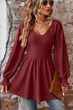 Load image into Gallery viewer, Peplum V-Neck Long Sleeve Blouse