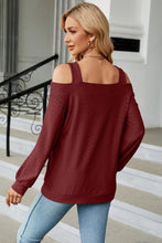 Load image into Gallery viewer, Cold Shoulder Square Neck Cutout Blouse