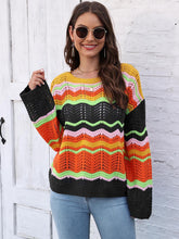 Load image into Gallery viewer, Openwork Round Neck Knit Top